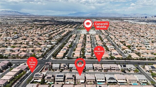 6461 Mount Eden Ave, Las Vegas, NV 89139 - birds eye view of property with a residential view and a mountain view