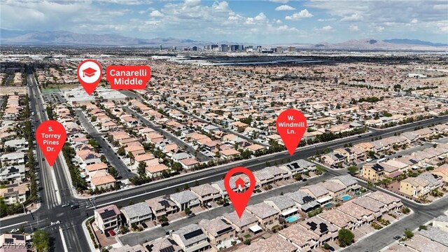 6461 Mount Eden Ave, Las Vegas, NV 89139 - birds eye view of property with a mountain view and a residential view