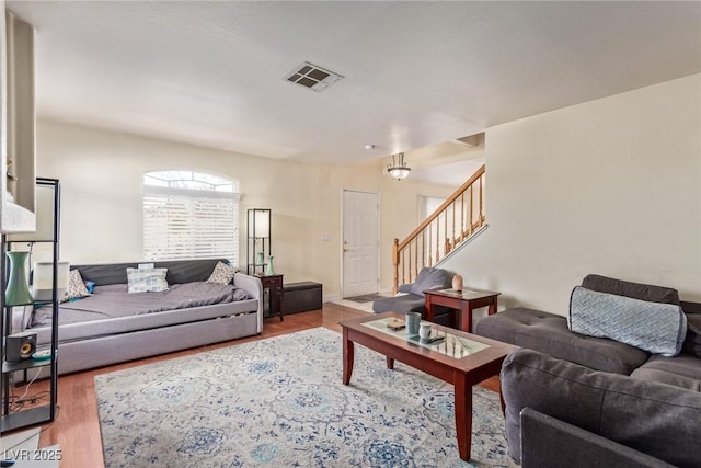 living room with hardwood / wood-style flooring