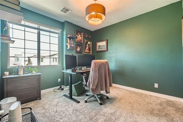 view of carpeted home office