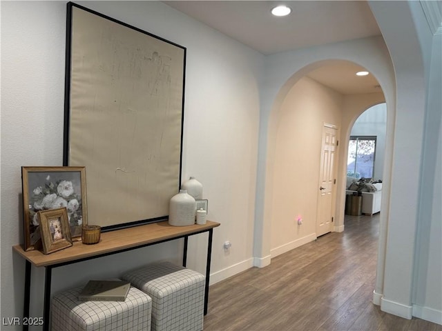 hall featuring hardwood / wood-style flooring