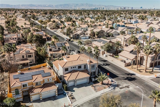 bird's eye view with a mountain view