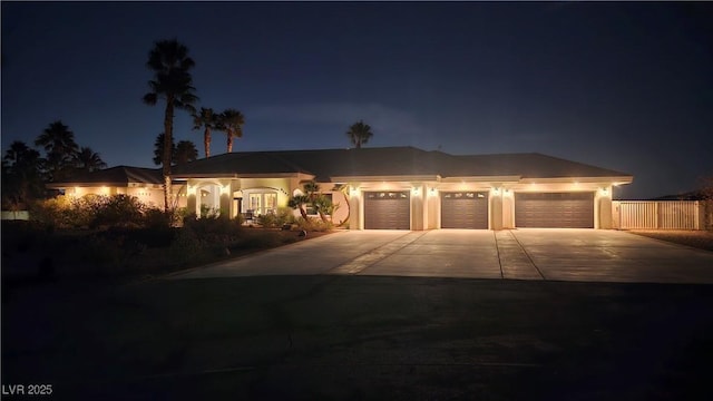 view of front of house with a garage