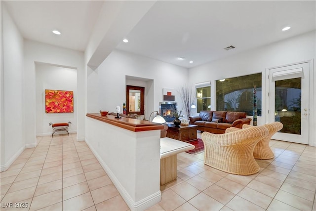 view of tiled living room