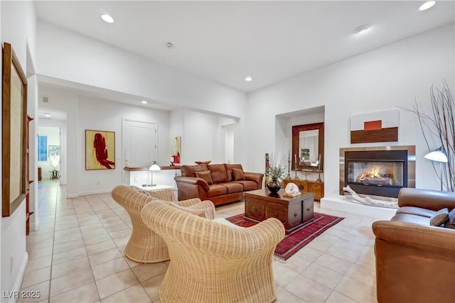 view of tiled living room