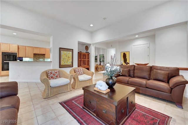 view of tiled living room