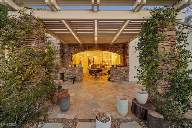 view of patio with a pergola