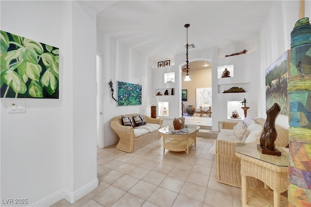 view of tiled living room