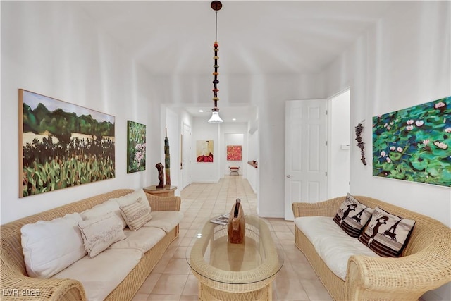 view of tiled living room