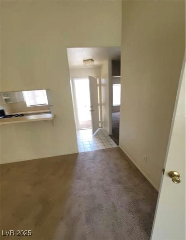 hallway with carpet floors