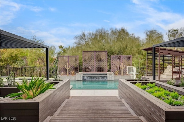 view of pool featuring a wooden deck