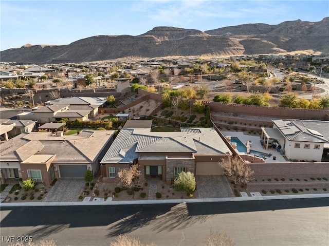 aerial view with a mountain view