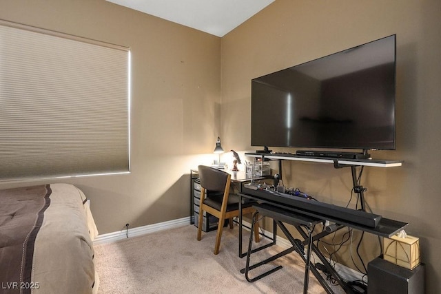 office area featuring light colored carpet