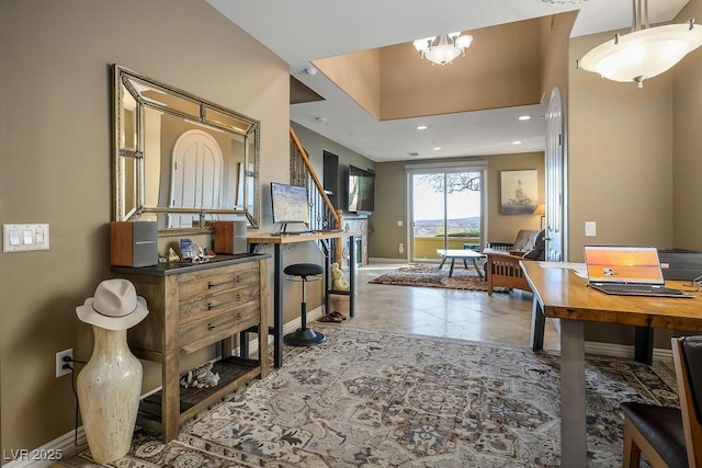 interior space featuring an inviting chandelier