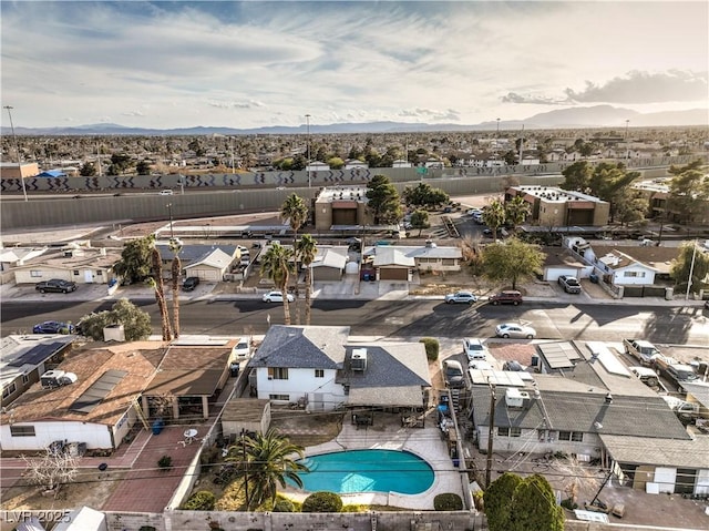 bird's eye view with a mountain view