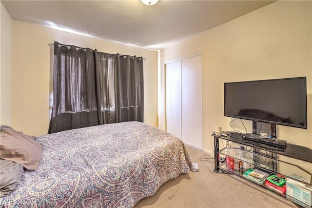 bedroom featuring carpet floors and a closet