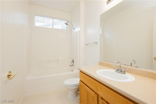 full bathroom featuring vanity, shower / bathtub combination, and toilet