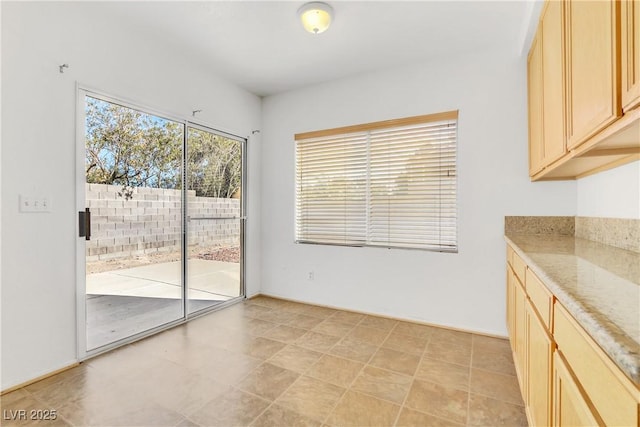 view of unfurnished dining area