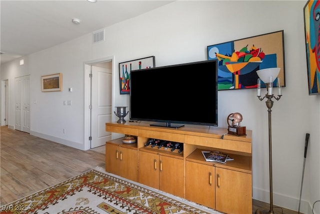 living room featuring light hardwood / wood-style flooring