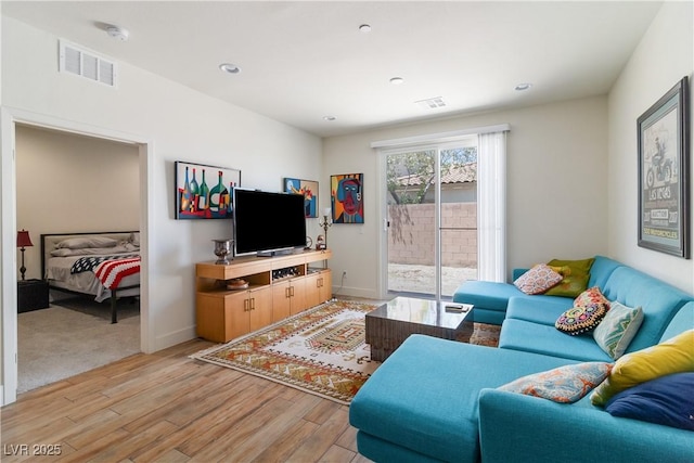 living room featuring light hardwood / wood-style flooring