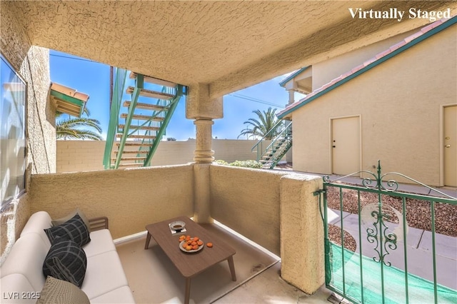 balcony with stairs