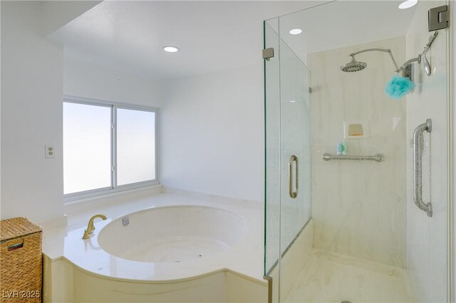 bathroom with independent shower and bath