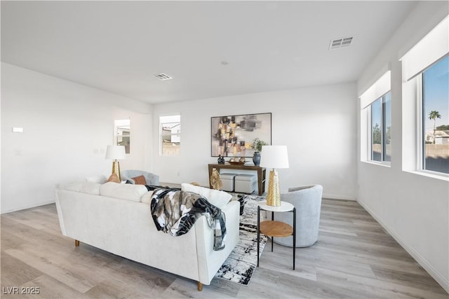 living room featuring light hardwood / wood-style flooring