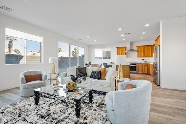 living room featuring light hardwood / wood-style floors