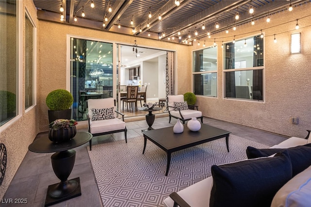 view of patio with outdoor lounge area and a pergola