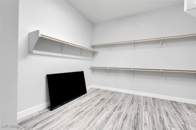 spacious closet with light wood-type flooring