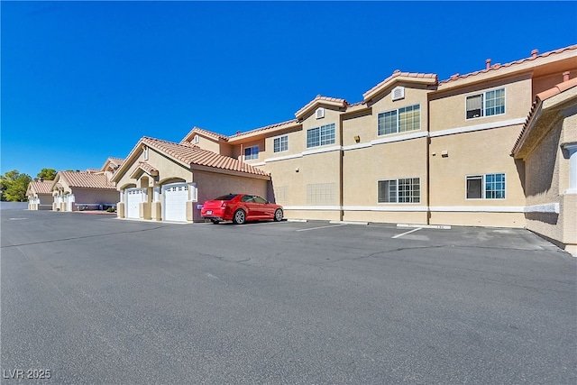 exterior space with a garage