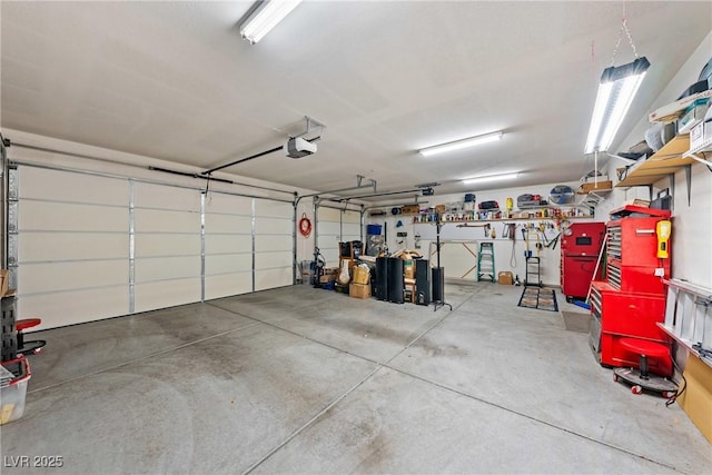 garage with a garage door opener