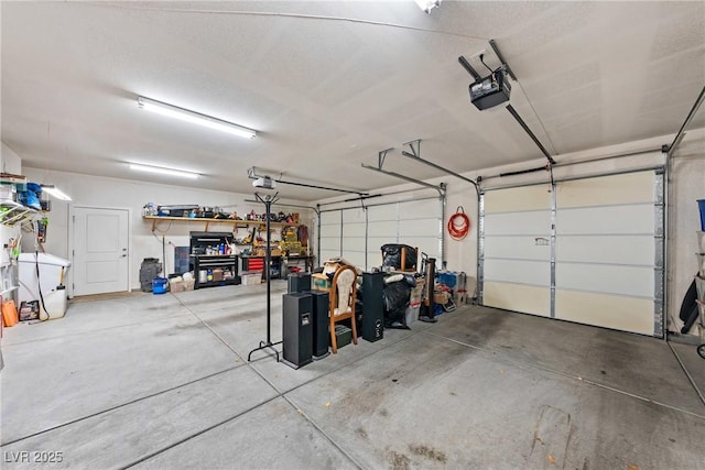 garage with a garage door opener