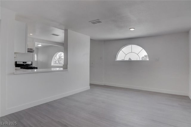 spare room featuring light wood-type flooring