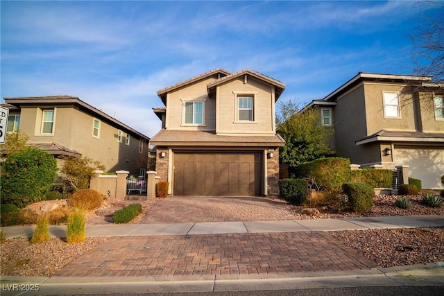 front of property with a garage