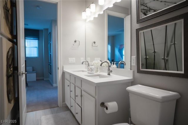 bathroom with toilet and vanity