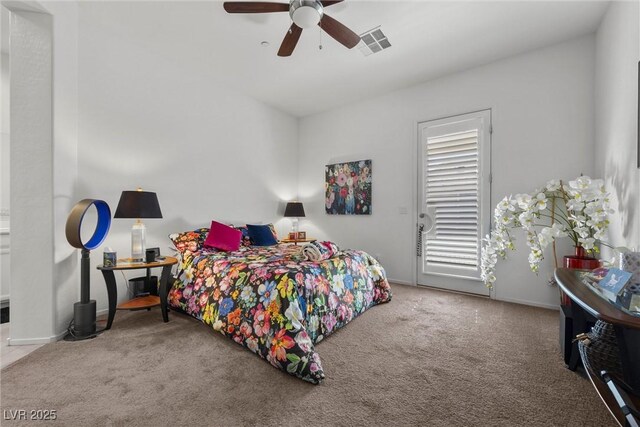 723 Orange Plume Walk Unit 0, Henderson, NV 89011 - bedroom with visible vents, a ceiling fan, baseboards, and carpet floors