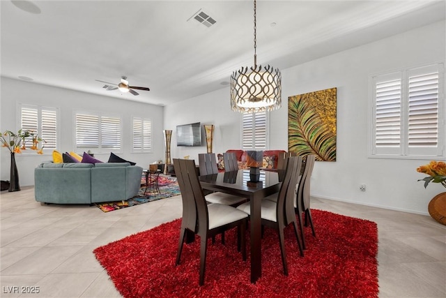 723 Orange Plume Walk Unit 0, Henderson, NV 89011 - dining area featuring light tile patterned floors, a ceiling fan, and visible vents