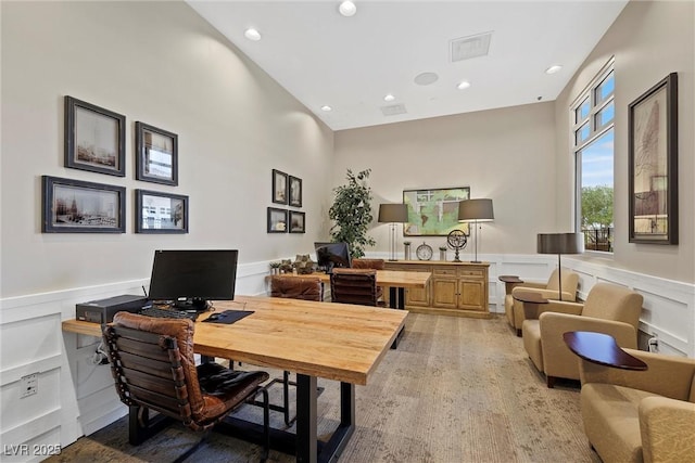 office featuring hardwood / wood-style floors