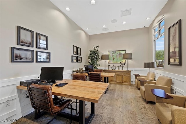 723 Orange Plume Walk Unit 0, Henderson, NV 89011 - home office featuring a wainscoted wall, a decorative wall, and recessed lighting