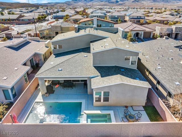 aerial view with a residential view and a mountain view