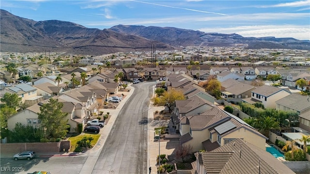 bird's eye view with a mountain view