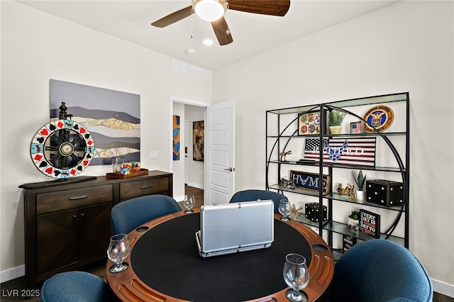 office area featuring ceiling fan