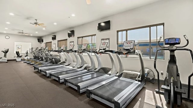 4485 E Brusca Way, Pahrump, NV 89061 - gym with ceiling fan and recessed lighting