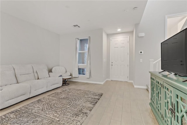 living room featuring light hardwood / wood-style floors