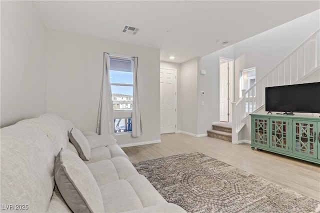 living room featuring light hardwood / wood-style floors