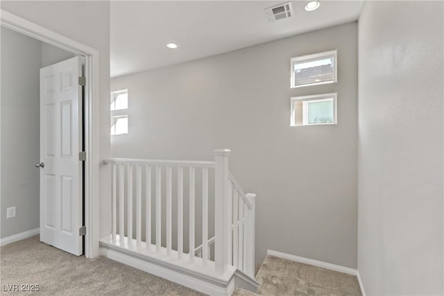 staircase with carpet