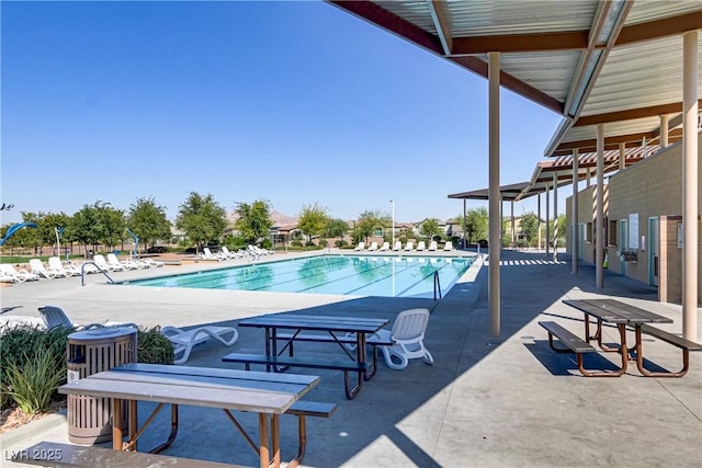 view of pool featuring a patio