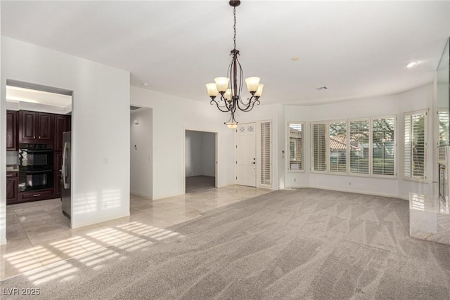 interior space with a chandelier