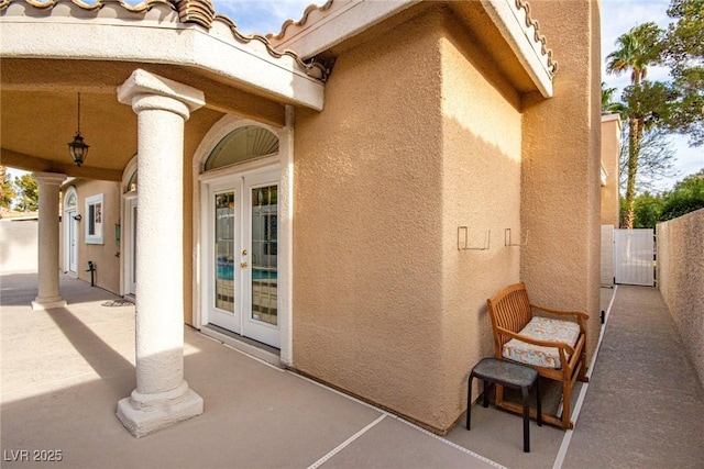 view of patio / terrace featuring french doors